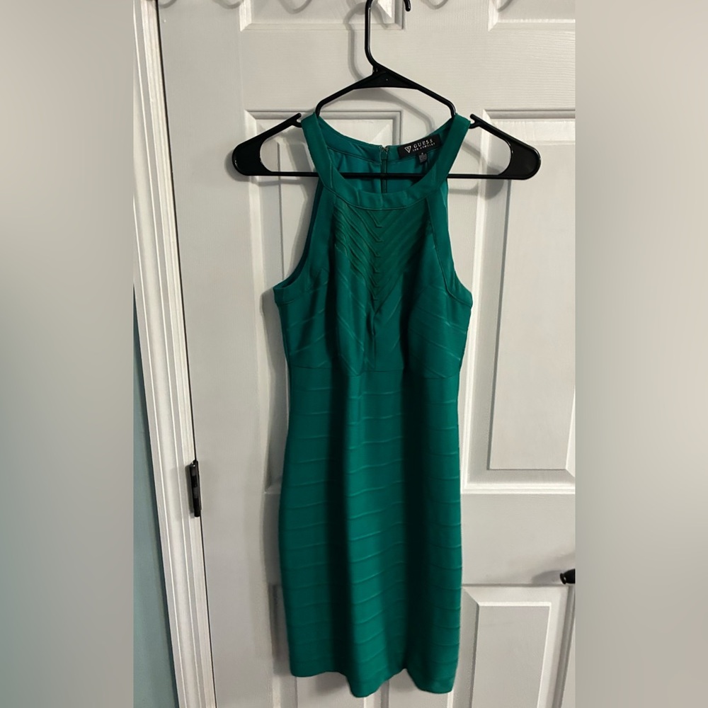 GUESS Teal Sheath Midi Dress